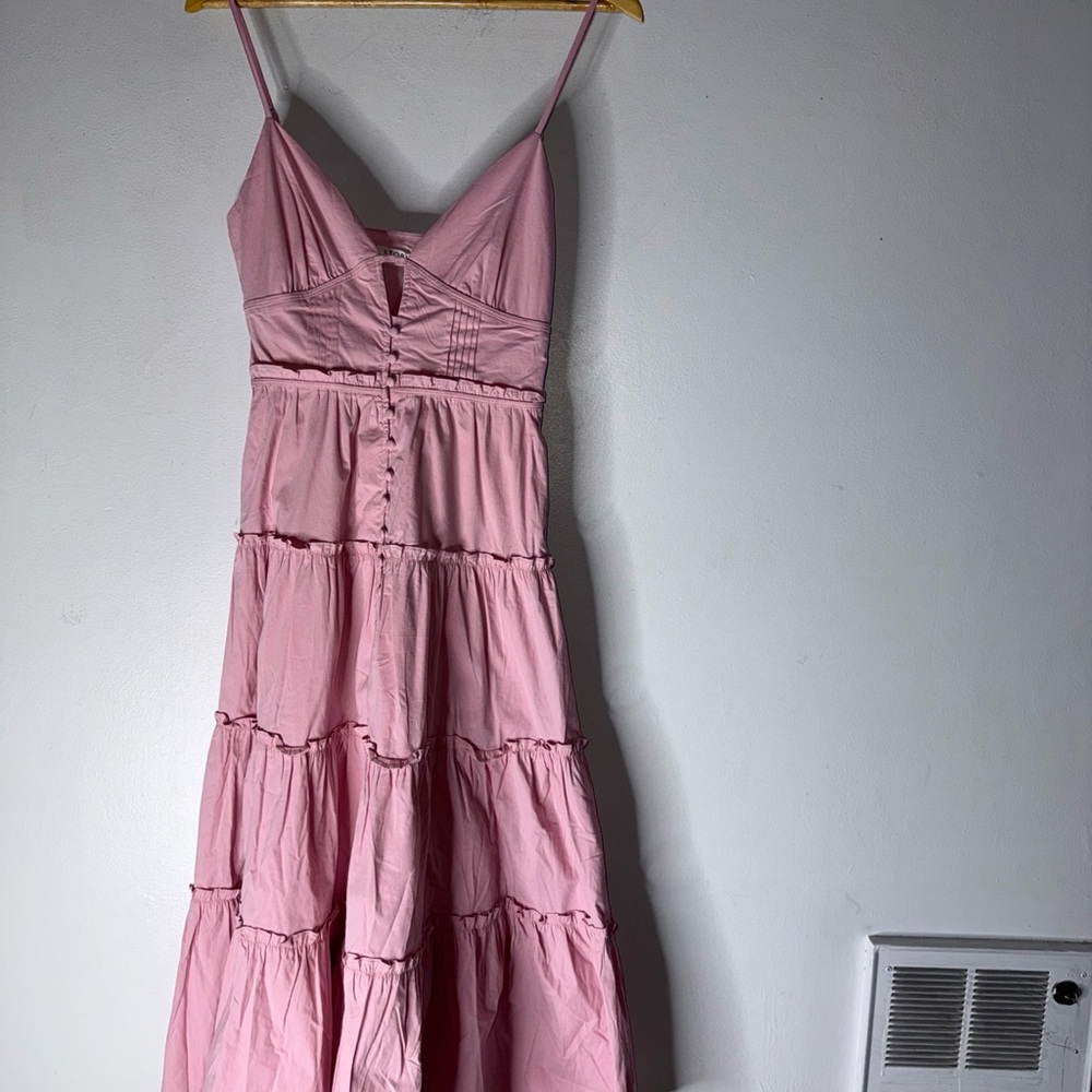 NWT Storia Pink Sleeveless Tiered Ruffle Lizza Midi Dress Small